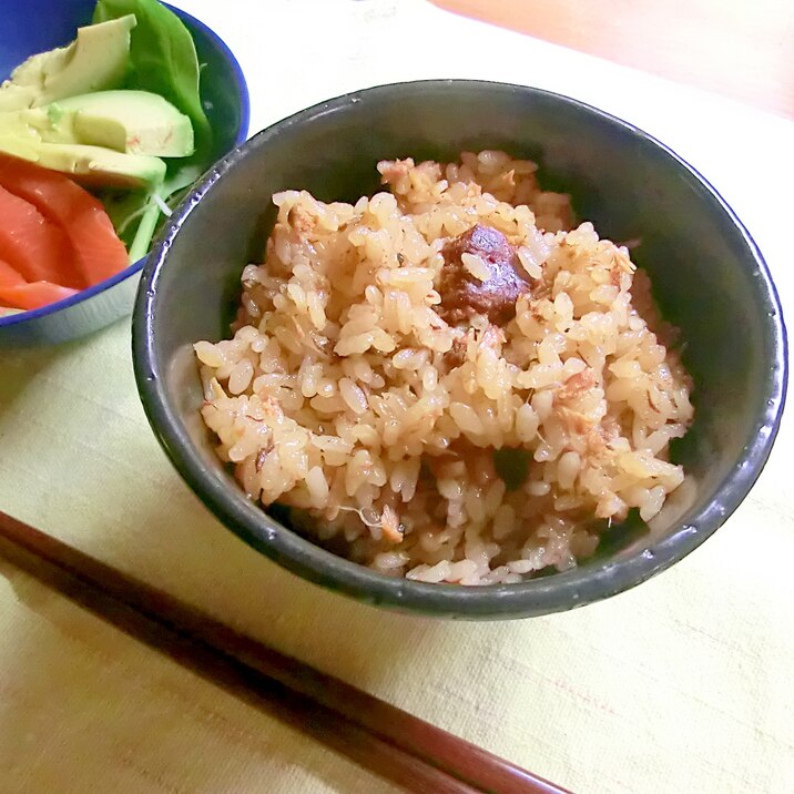 さば缶となめたけの炊き込みご飯